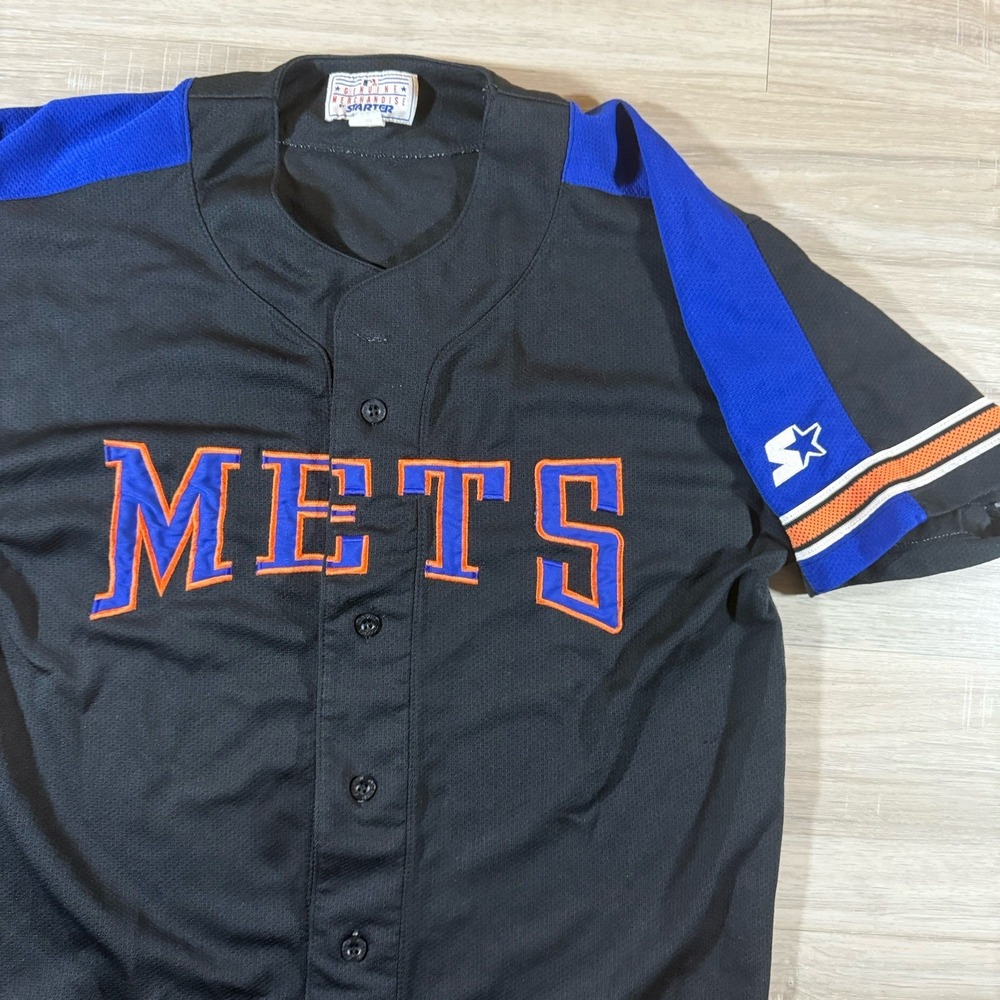 Vintage Starter New‎ York Mets Jersey Men Large Black Baseball Black MLB Shirt